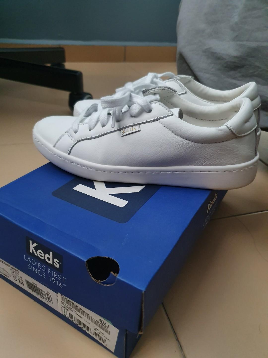 Keds ace leather white blush top