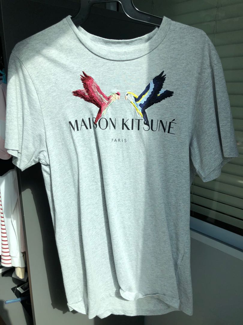 Maison Kitsune Lover Birds Tee, Men's Fashion, Tops & Sets, Tshirts ...