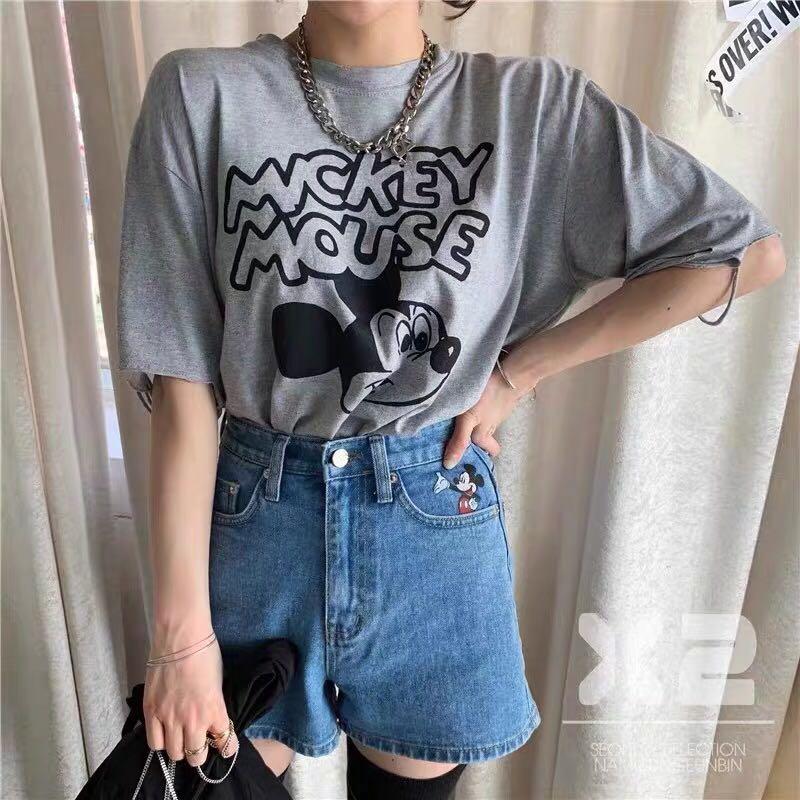 mickey mouse high waisted shorts