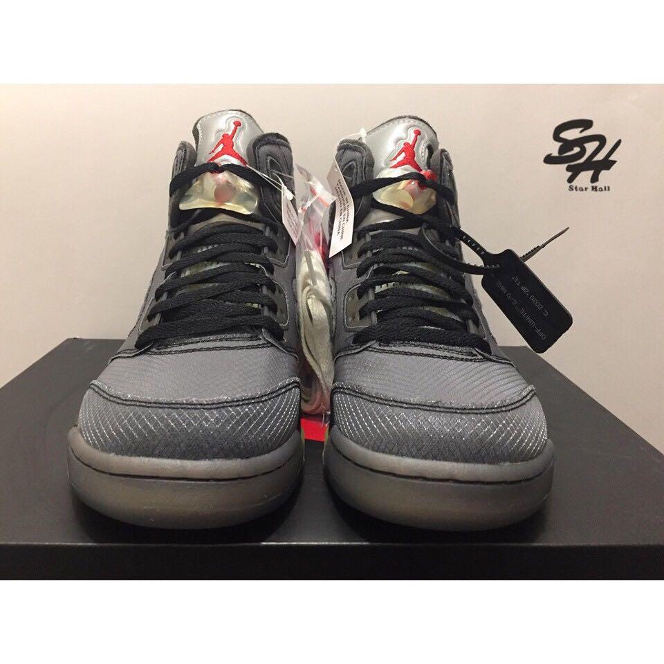 OFF-WHITE x NIKE AIR JORDAN 5 RETRO SP 聯名黑蟬翼黑灰CT8480-001