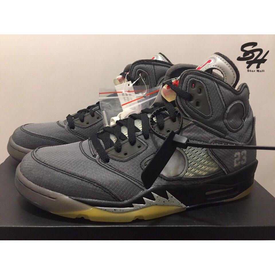 OFF-WHITE x NIKE AIR JORDAN 5 RETRO SP 聯名黑蟬翼黑灰CT8480-001