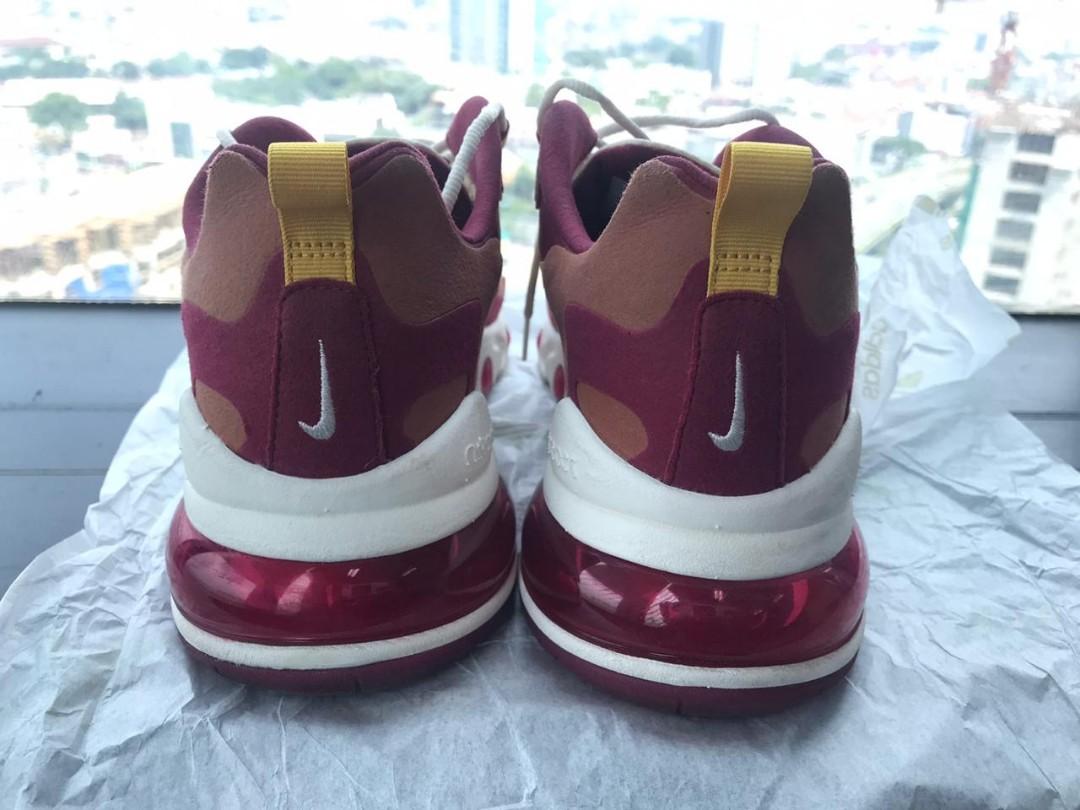 Nike Air Max 270 React Noble Red, Fesyen Pria, Sepatu Sneakers