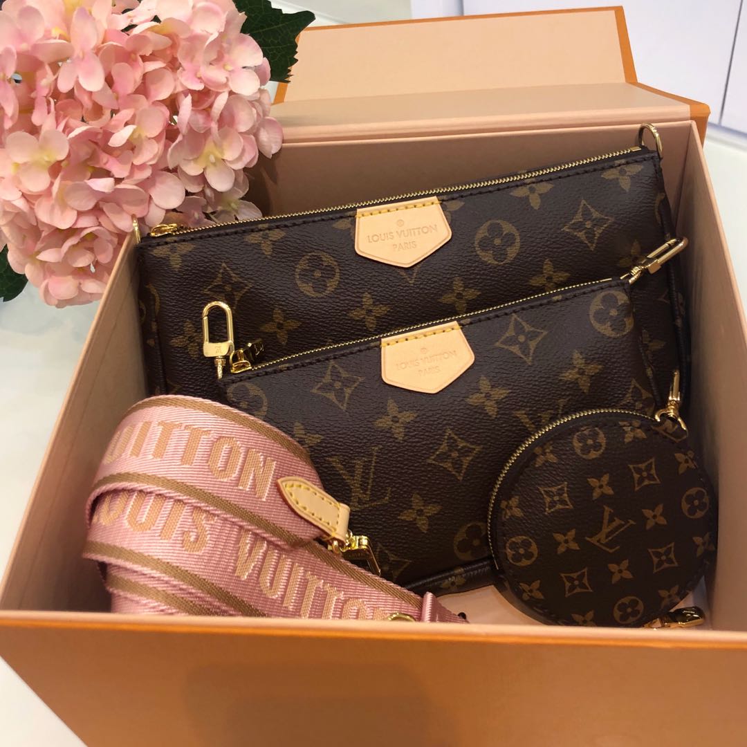 LV Pochette Bag Pink OR Green Strap) SGD350, Luxury, Bags & Wallets on  Carousell
