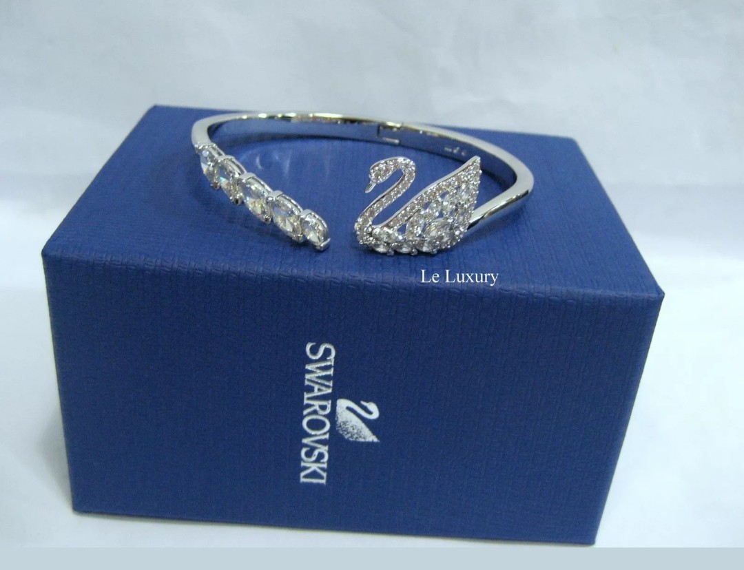 SWAROVSKI Swan Lake Crystal and Platinum Bangle Women s Fashion Jewelry Organisers Bracelets on Carousell
