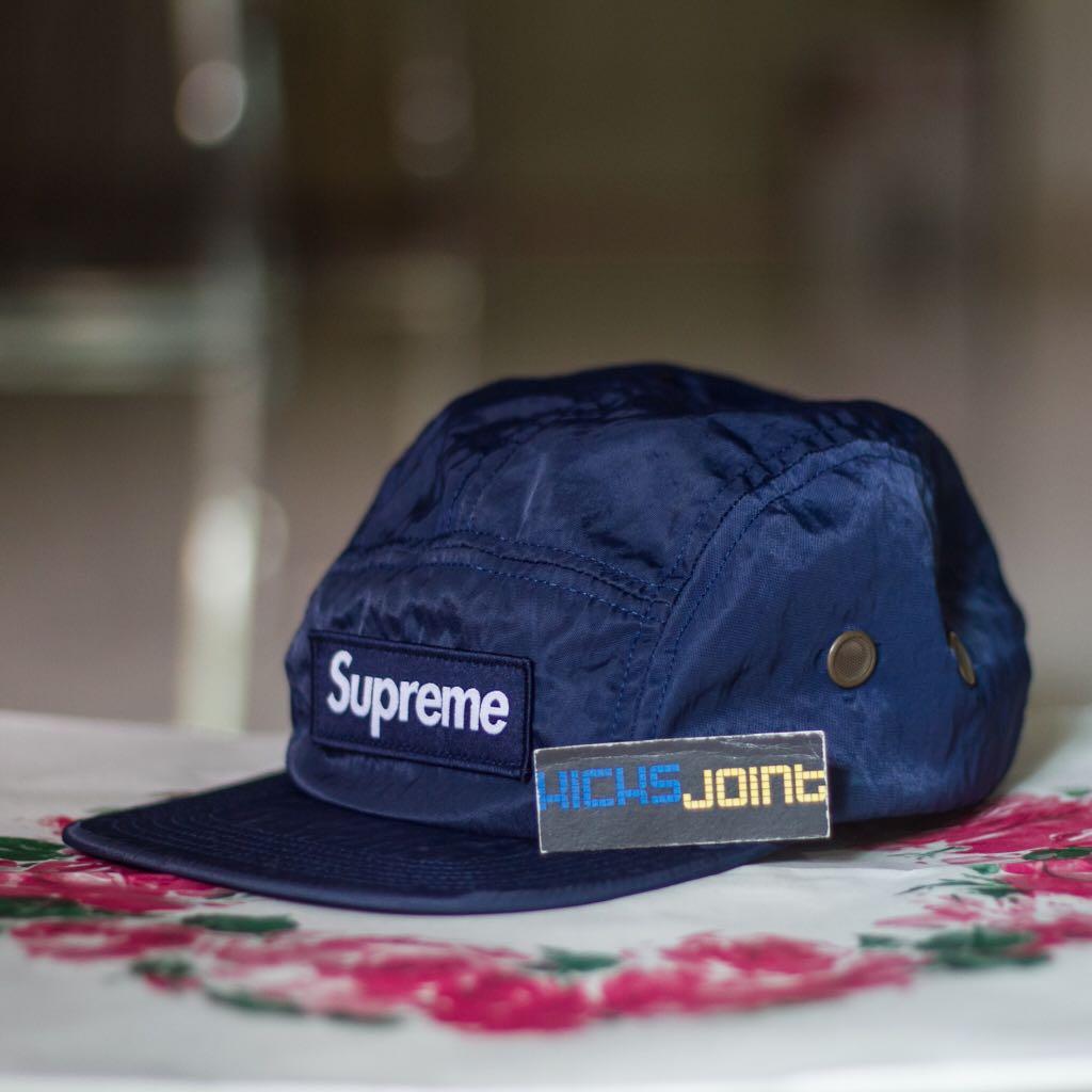 RESERVED] USED**Supreme FW17 Washed Nylon Camp Cap (blue), Men's