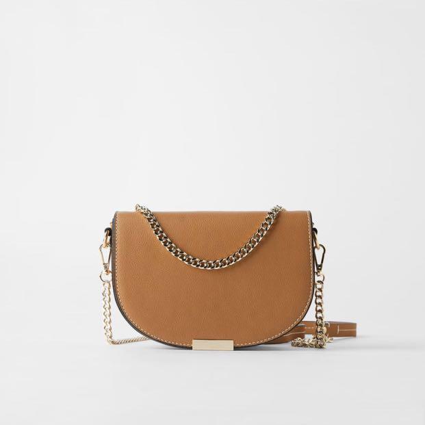 ZARA Oval Messenger Bag Tan