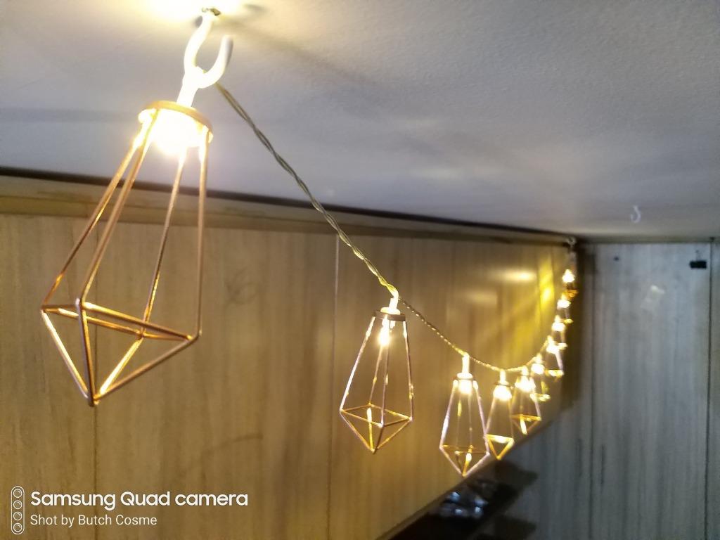 rose gold geometric fairy lights
