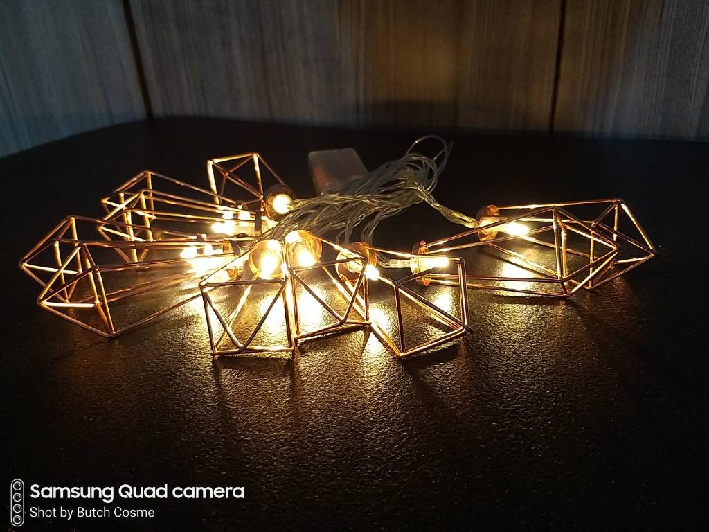 rose gold geometric fairy lights