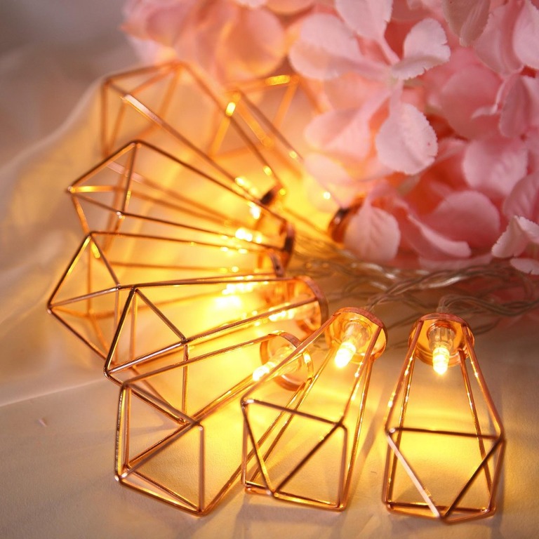 rose gold geometric fairy lights