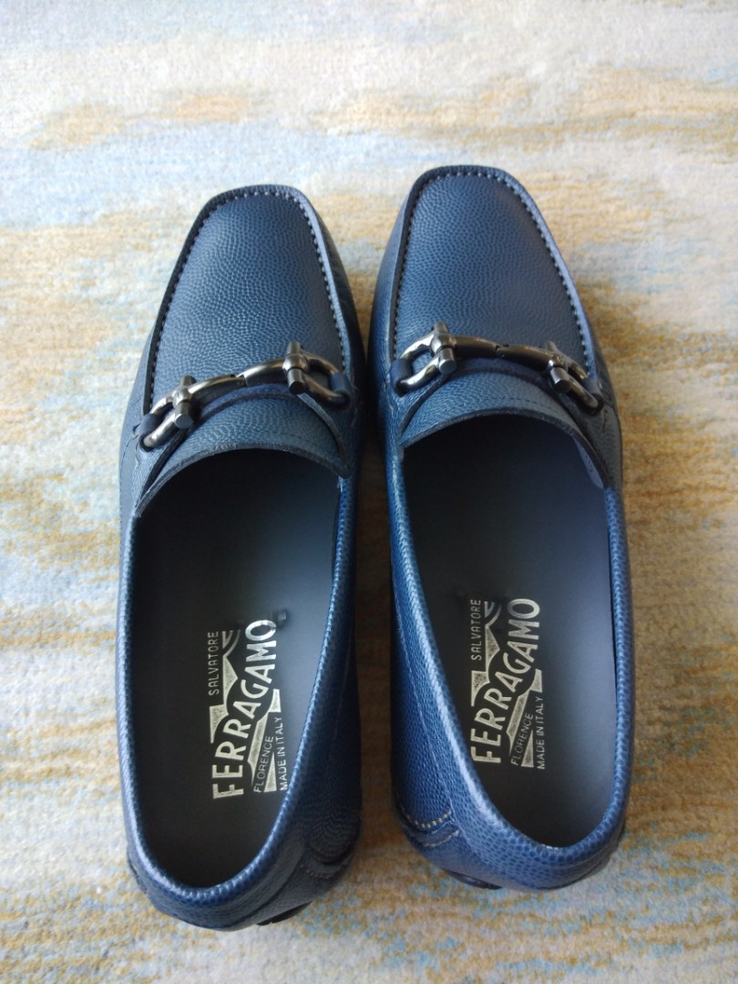 Authentic Salvatore FERRAGAMO Blue 6.5 loafer slip on shoes