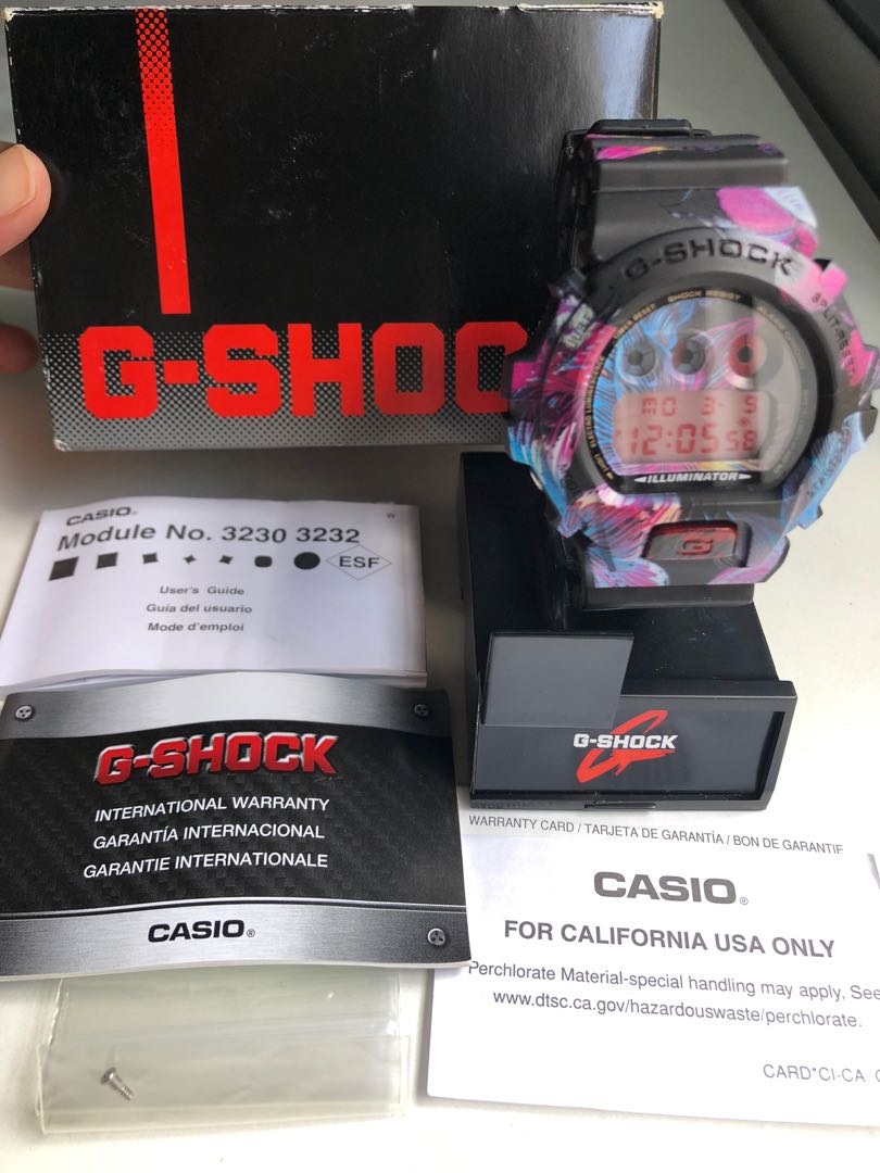 Casio G Shock DW 6900 with custom made Floral Case custom