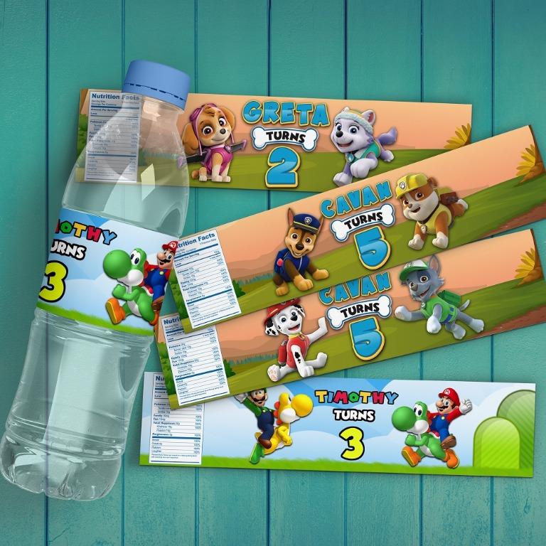 Custom Water Bottle Label ðŸ‘‘ Kids Birthday Party Personalised ...