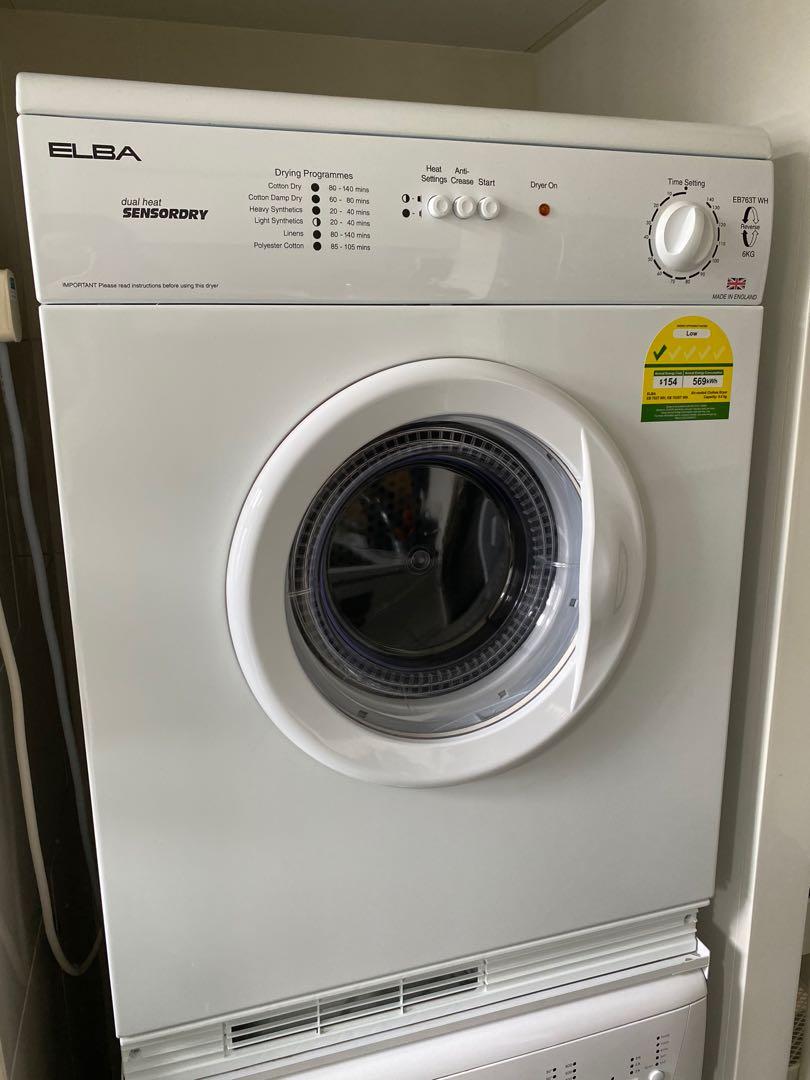 Elba stackable washing machine & dryer combo, TV & Home Appliances
