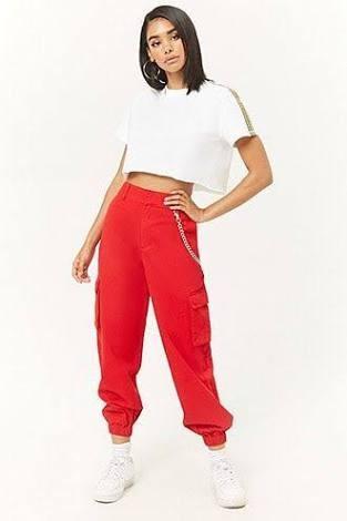Red cargo pants, Women's Fashion, Bottoms, Other Bottoms on Carousell