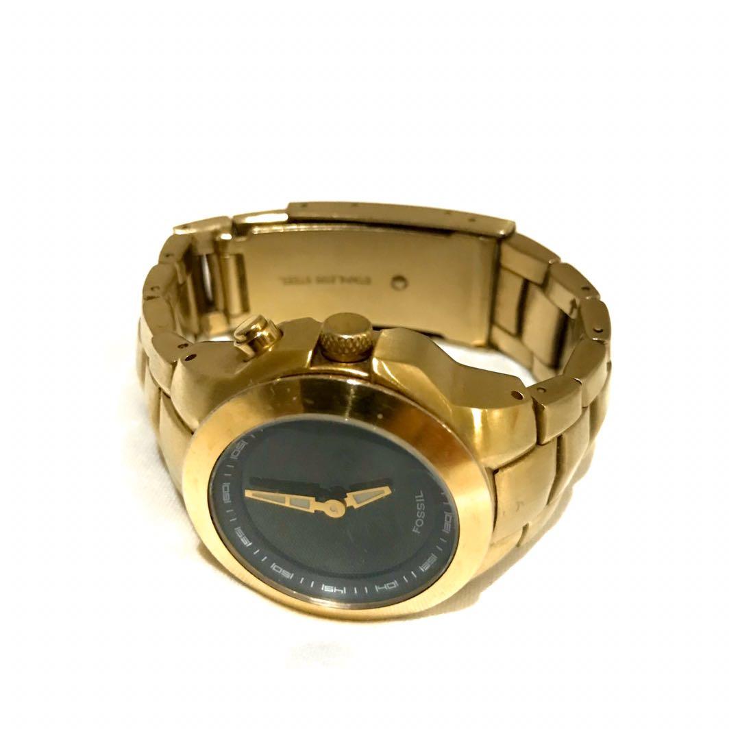 Fossil Big Tic Gold Watch, Fesyen 