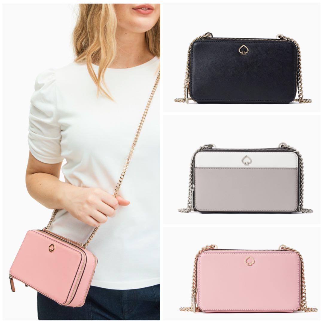 Kate Spade Adele Double Zip Crossbody Slingbag Handbag Shoulder Bag  Convertible Black / Optic White Multi / Bright Carnation Pink, Women's  Fashion, Bags & Wallets, Cross-body Bags on Carousell