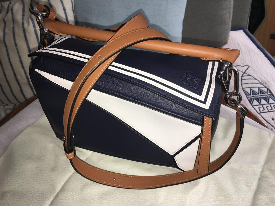 Loewe Puzzle Sailor Small Bag Deep Blue Soft White