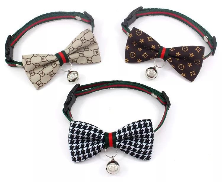 Puppy collar accessories Pet bow tie Polkadot pattern Luxury Navy Blue Polkadot dog bow tie