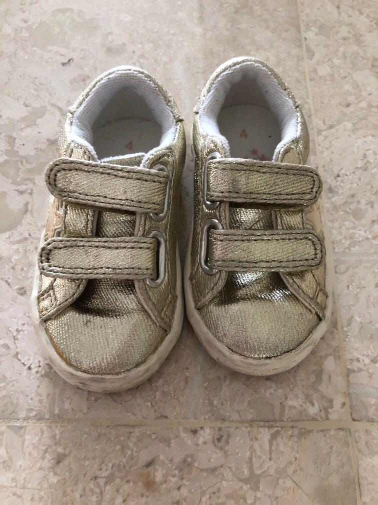 gold baby shoes size 4