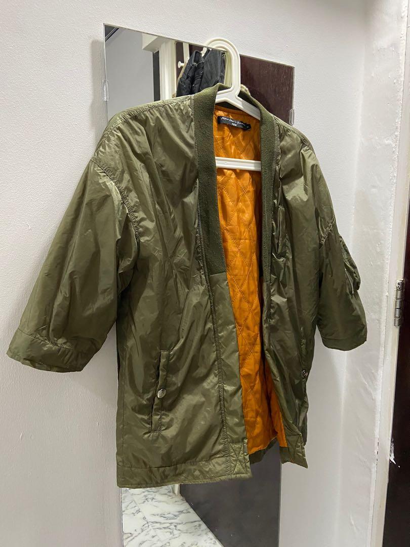 Olive Green Kimono Bomber Jacket