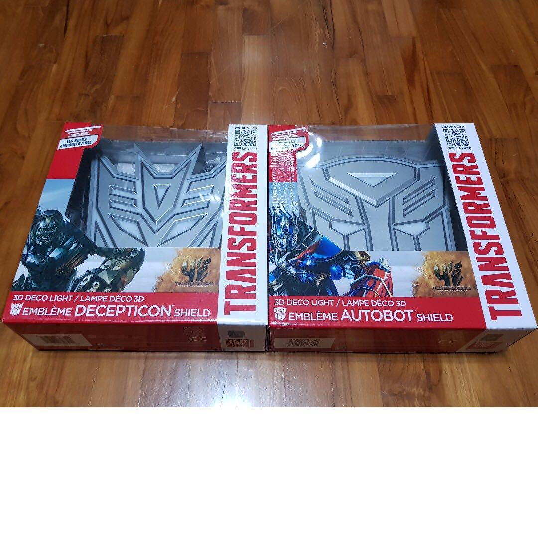 Transformers 3D Deco Light Autobots & Decepticon logo Original Hasbro ...