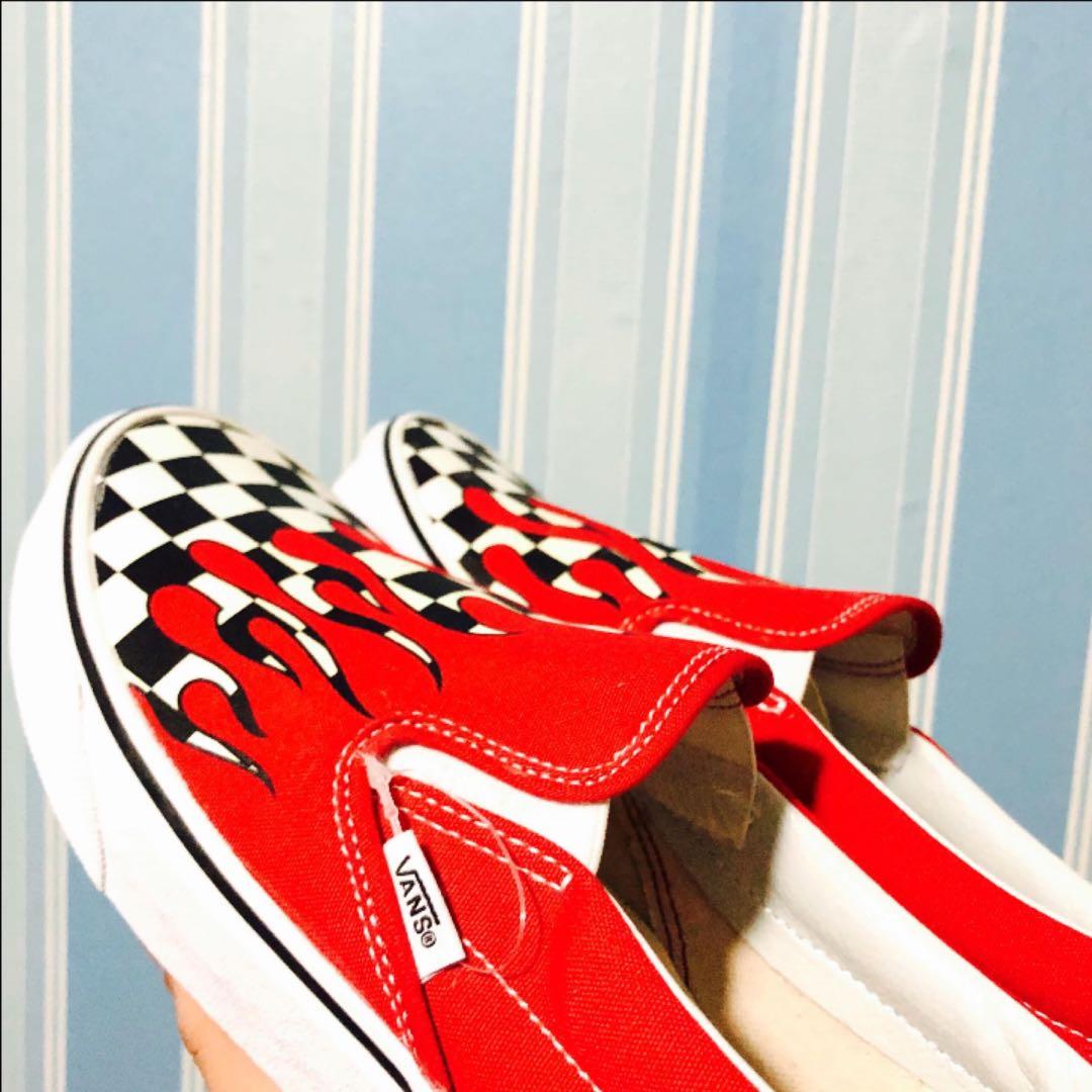 BrandNew VANS Checker Flame Slip On