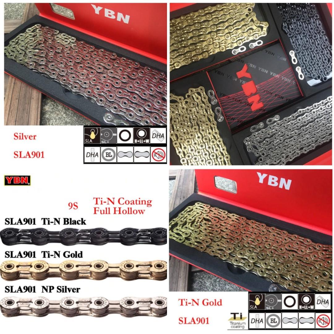 Ybn Sla 9 Speeds Ti Coating Bicycle Chain For Brompton Shimano Campagnolo Sram 9s 27s Mtb Chain Full Hollow Ultralight 116 Link Bicycles Pmds Bicycles Others On Carousell