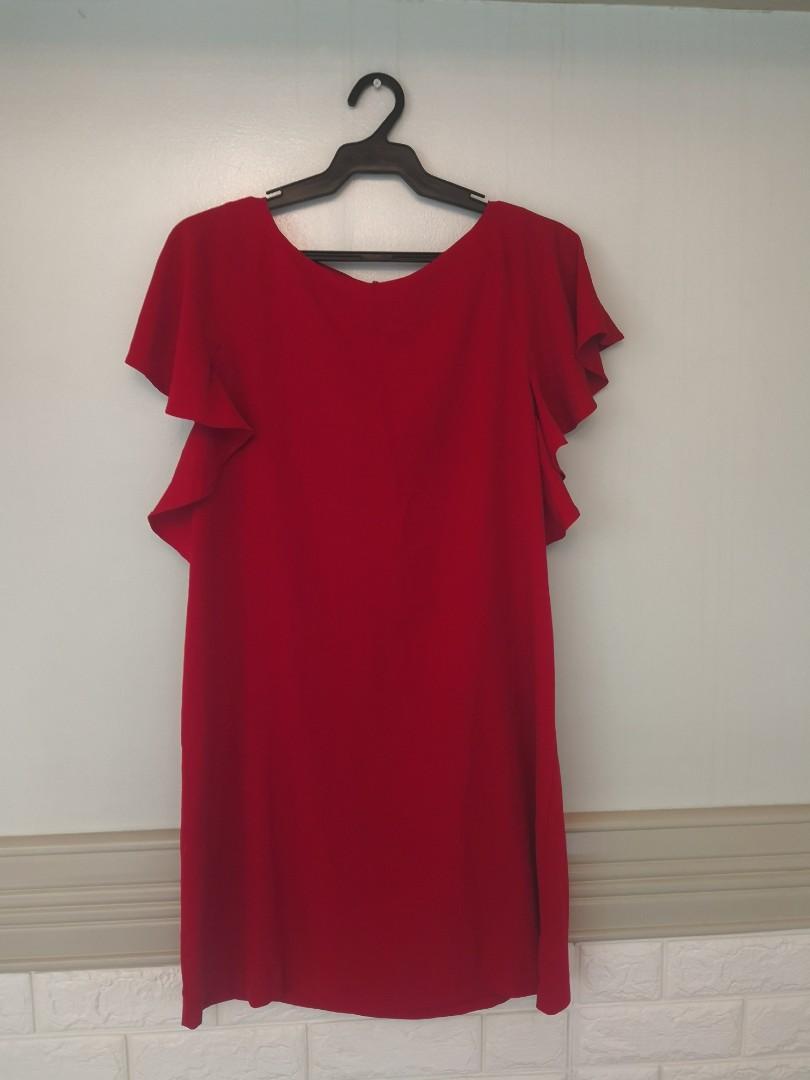 Red Frill Dress Zara Zara Red Frill Dress Zara Voluminous Red Cutwork  Embroidered Midi