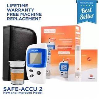 Safe-Accu 2 Blood Glucose Meter Machine w/ 50 Test Strips, Lancet, and Lancing Device Diabetes Glucometer Monitor Analyzer