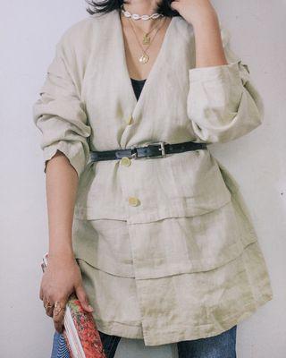 (S-M) Vintage Italy Louisa Linen Topper Coat
