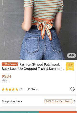Powder Blue Back Lace Tie Up Crop Top