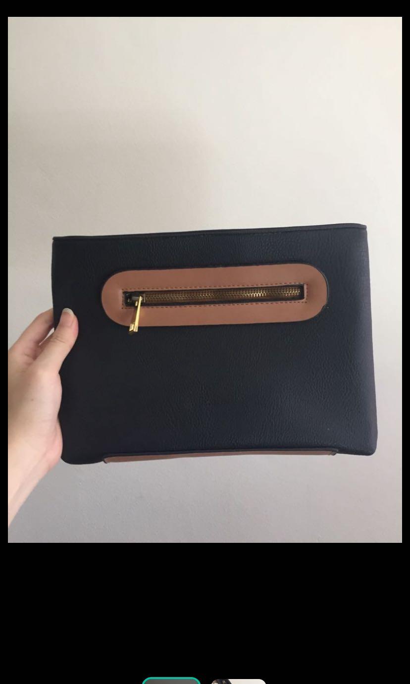 asos black clutch