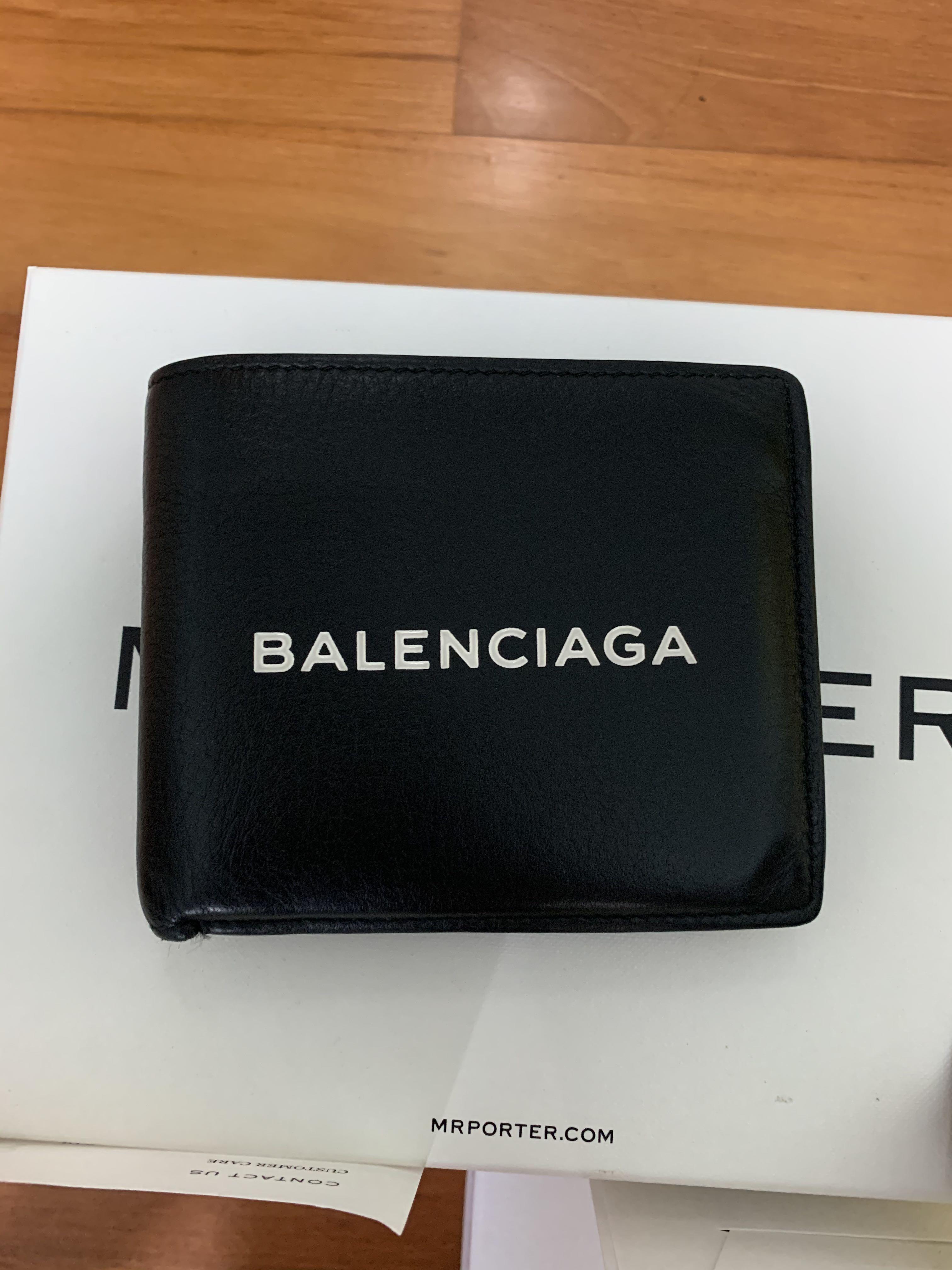 Balenciaga Printed Full-Grain Leather Bifold Wallet, Men's Fashion