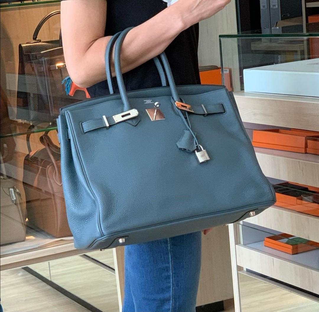 Hermes Lindy 30 Bleu Atoll, Luxury, Bags & Wallets on Carousell