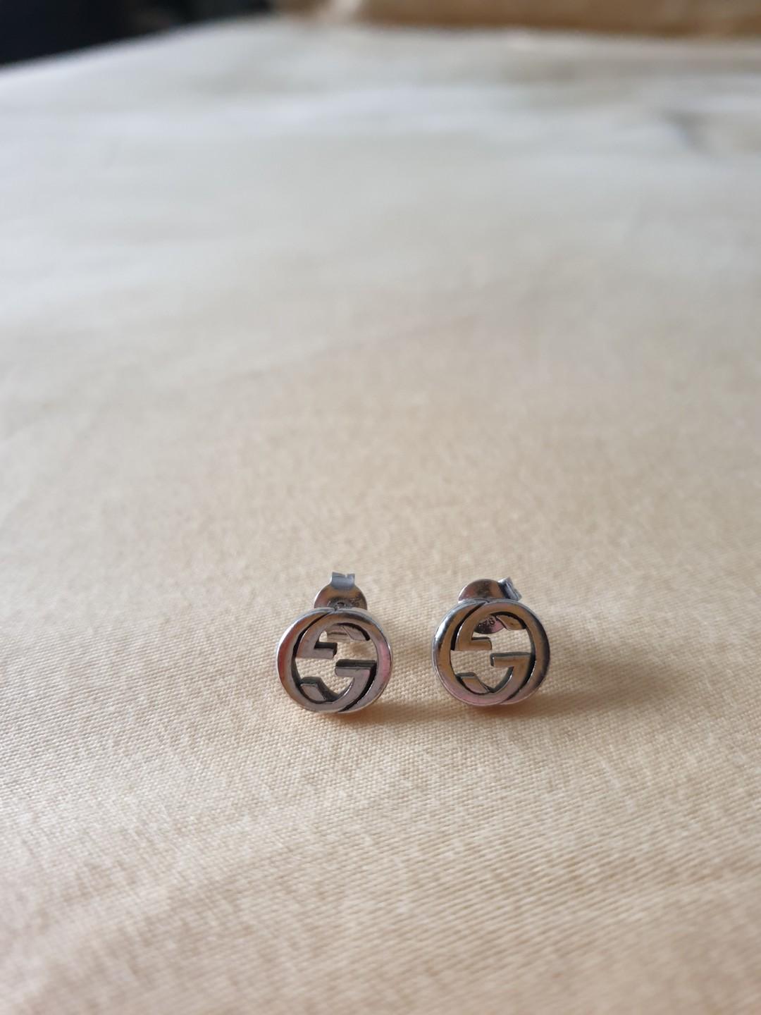 Gucci Silver interlocking G earrings