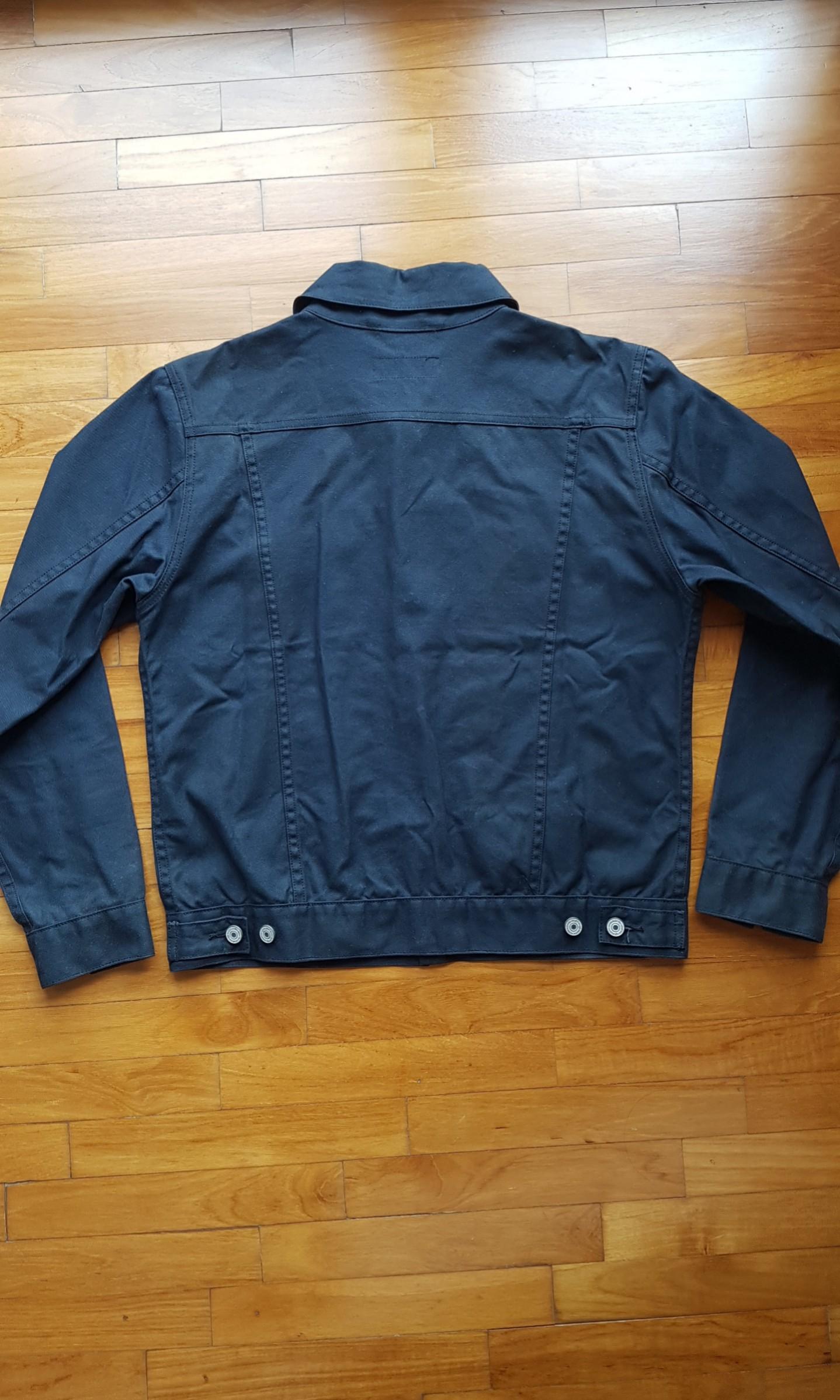 GUSTIN BLACK WAX COTTON TRUCKER JACKET, Men's Fashion, Coats