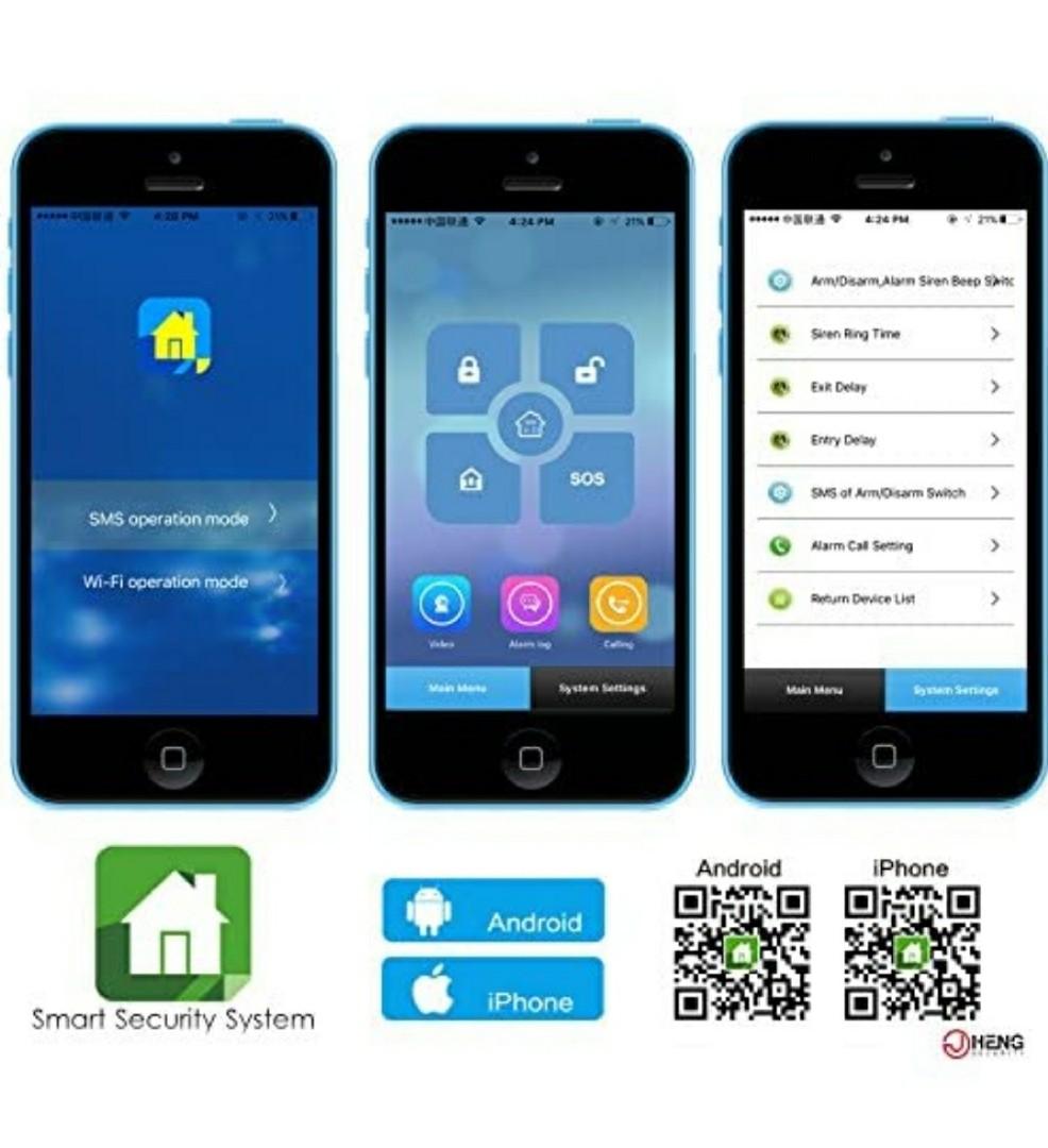 Jc wireless gsm & shop wifi security alarm system