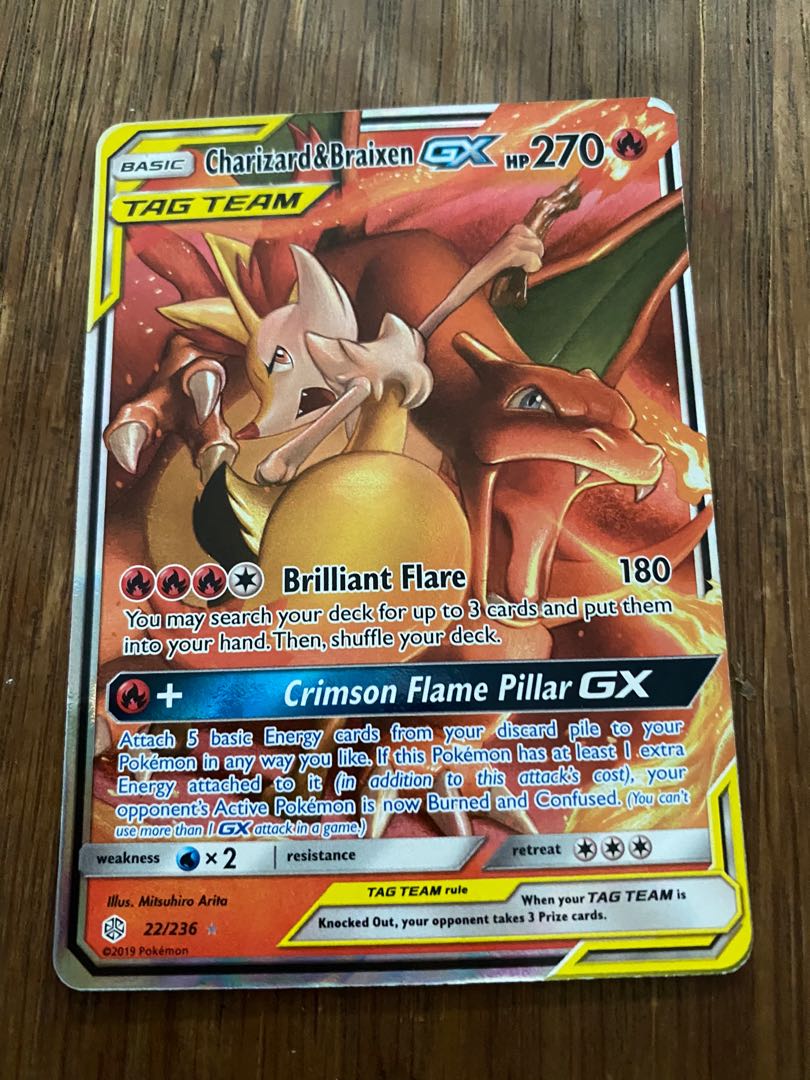 Pokemon Card charizard and braixen tag team, Hobbies & Toys, Toys