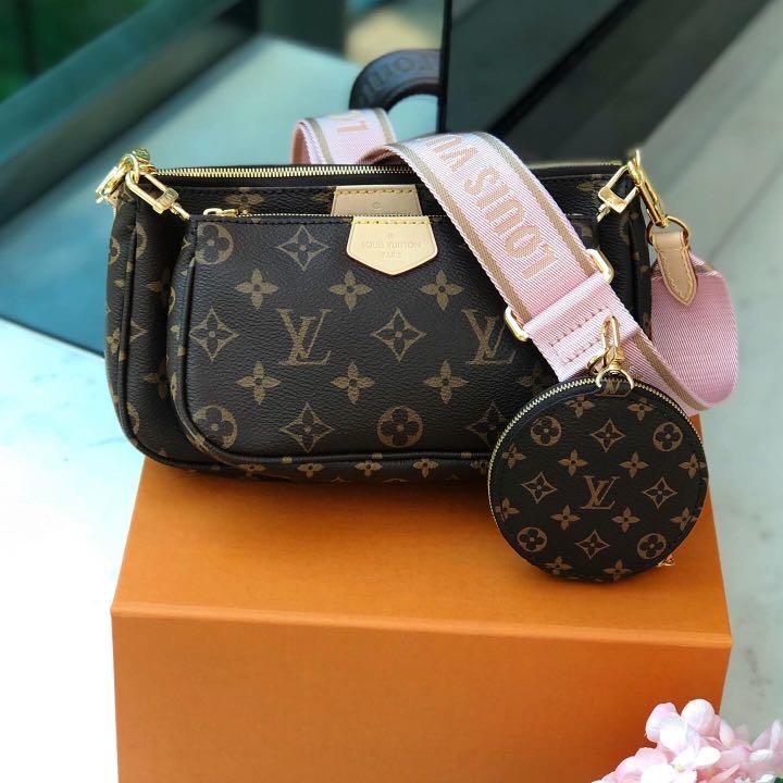 Louis Vuitton, Bags, Louis Vuitton Multi Pochette Pink Strap Bag With Box