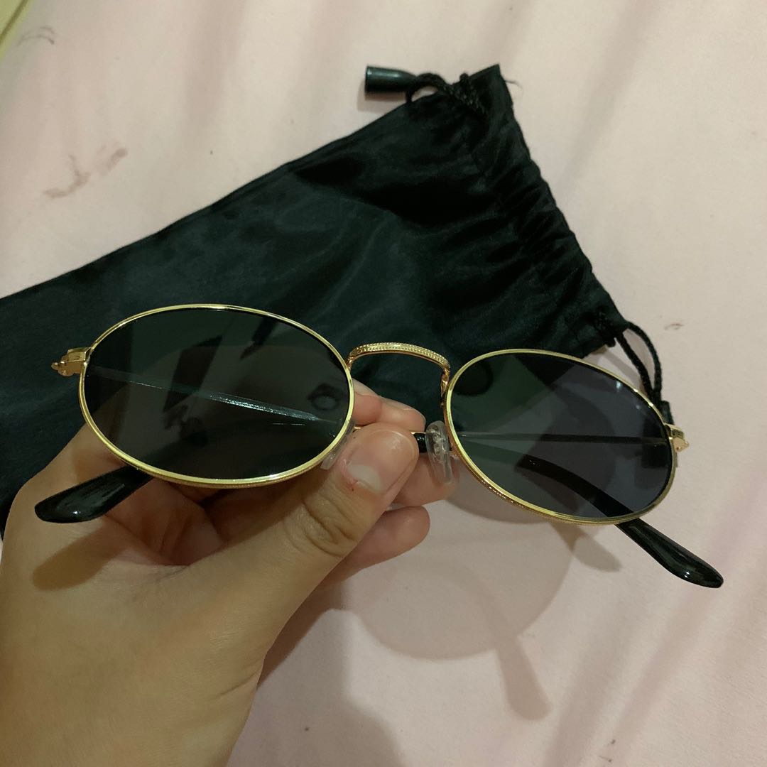 Retro round black sunglasses clearance