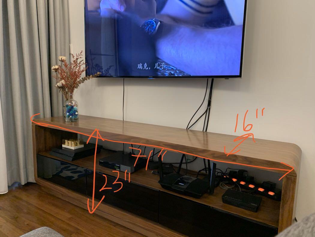 Solid Walnut Wood TV Console, Furniture & Home Living, Furniture, TV