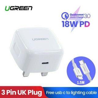 UGREEN 18W PD Fast USB Charger Quick Charge 4.0/3.0 Charger