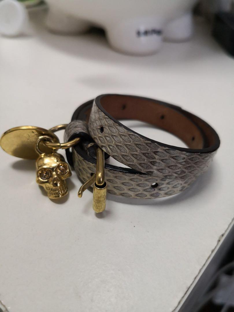 Alexander mcqueen double best sale wrap skull bracelet