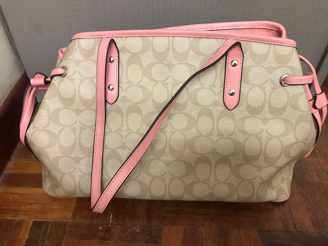 Authentic Coach Drawstring Carryall in Signature Canvas in Blush