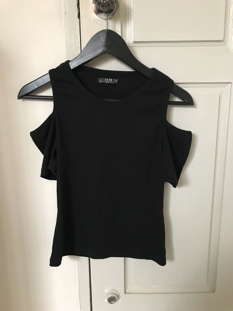 black cold shoulder top