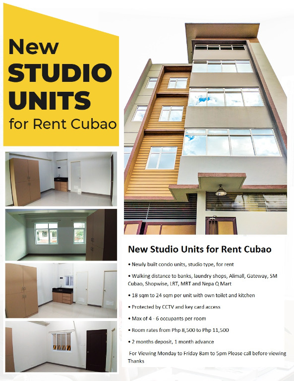 Cubao New Studio Units for Rent