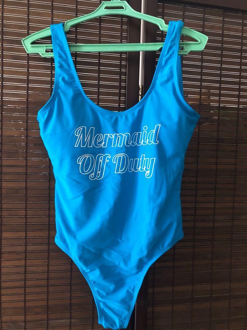 One Piece Swimsuit Used Once With Print Aqua Blue Swimsuit Sale Women S Fashion Swimwear Bikinis Swimsuits On Carousell