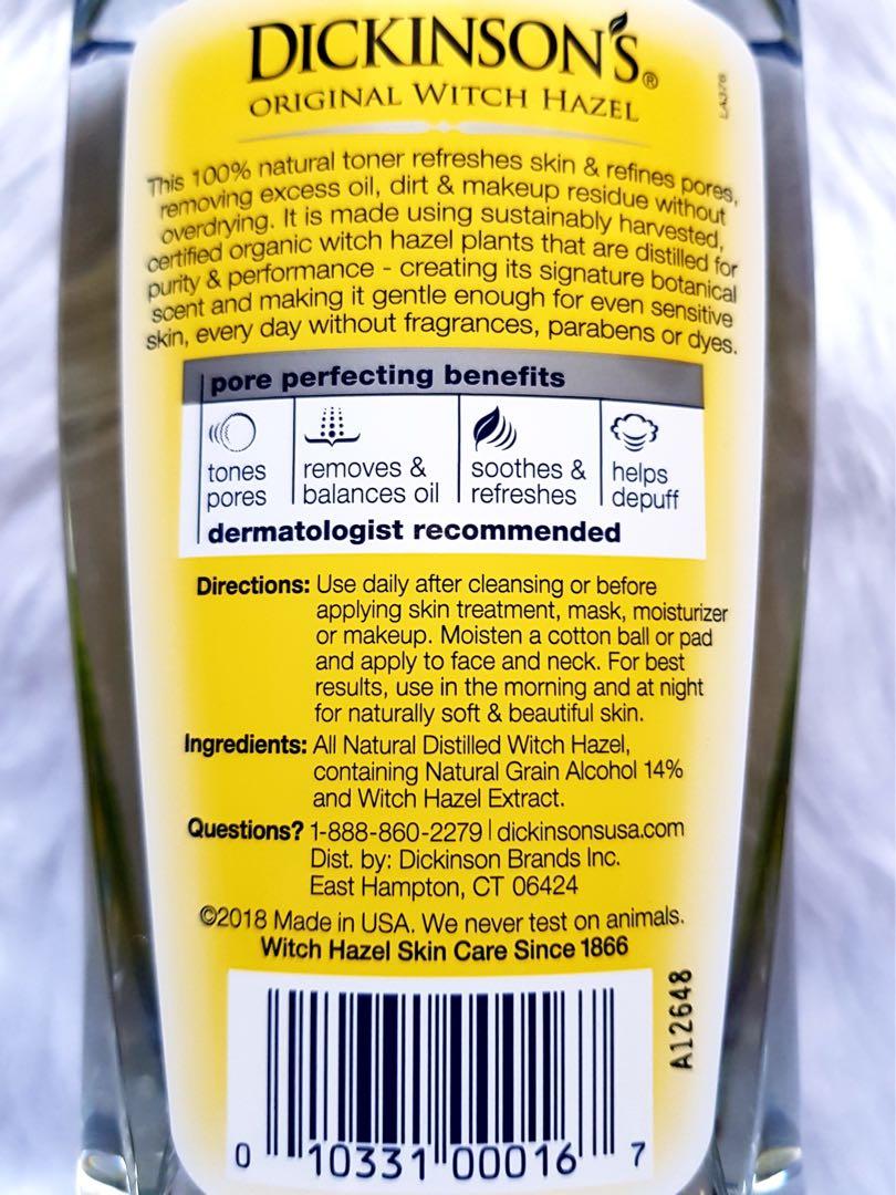 Dickinson's Original Witch Hazel Pore Perfecting Toner (Category: Face Care) located in Valenzuela. Submitted by randomk1ngdom (Listing ID 282604656, Image 2). Description: Dickinson's Original Witch Hazel Pore Perfecting Toner ✅ 100% FRESH & AUTHENTIC from the US BIG bottle (16oz/473ml) - 480php All are actual product photos. Don't hesitate to ask! 😊 #dickinsons #toner #witchhazel #astringent #trial #sale #antiaging #poreminimizer #authentic #b