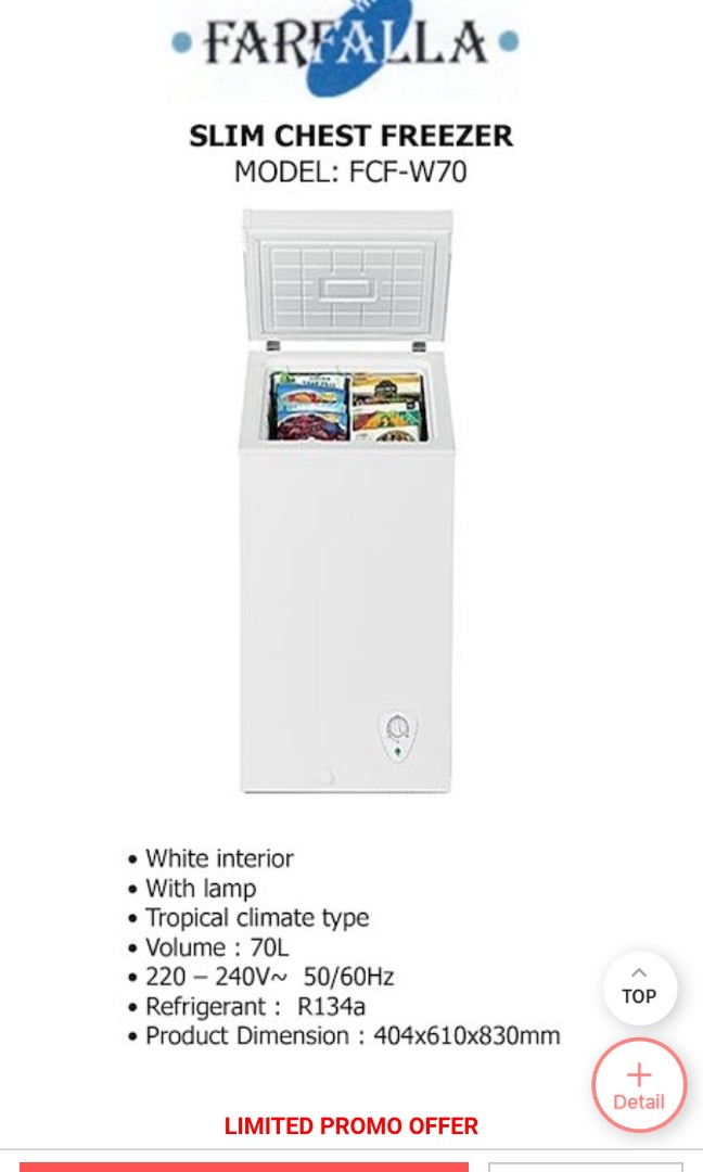 Farfalla slim chest freezer, TV & Home Appliances, Kitchen Appliances
