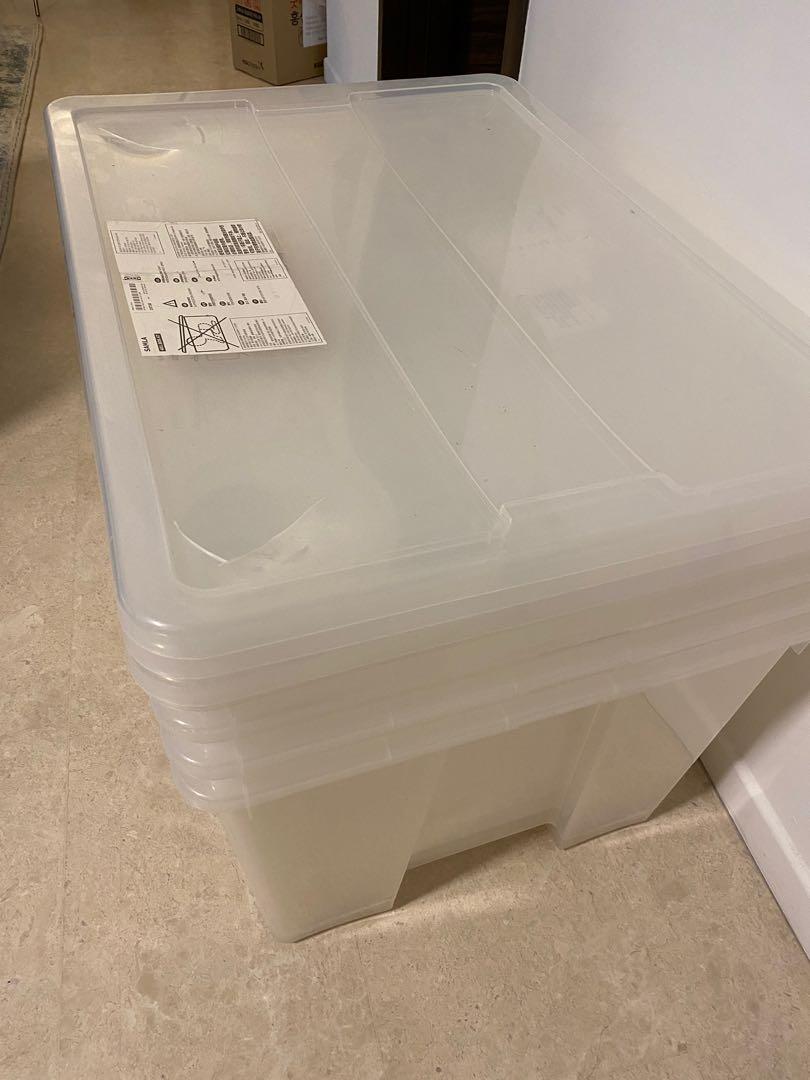 IKEA Samla storage boxes x 4 with lids, Furniture & Home Living, Home